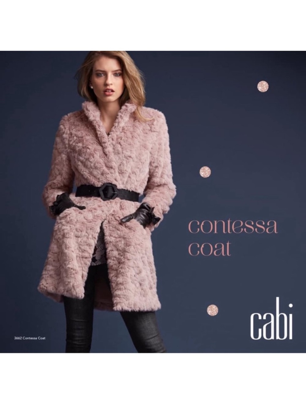 CAbi Contessa Coat - Dusty Pink Faux Fur Pea Coat